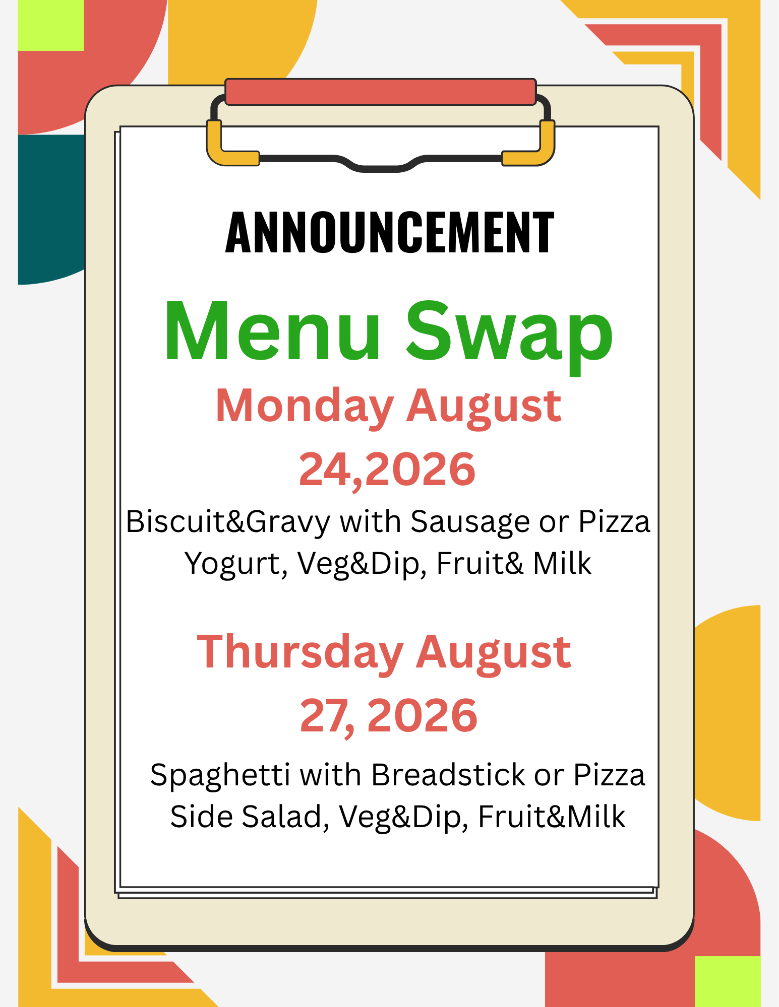 Menu Swap